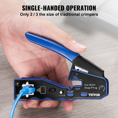VEVOR RJ45 Crimp Tool Kit, Cat5e/Cat6/Cat6a Ethernet Crimper Crimp Pliers για αρθρωτά βύσματα 8 ακίδων με 20 τεμ.