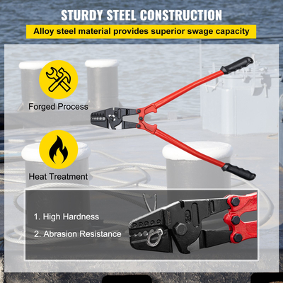 VEVOR 24 ιντσών Swager Crimper 5 κοιλότητας 1/16 έως 3/16 ιντσών Εργαλείο περιτυλίγματος για χάλκινα αλουμίνια οβάλ μανίκια και μανίκια στοπ Εργαλείο πτύχωσης σχοινιού σύρμα Propress Swage Εργαλείο μακριά λαβή Εξοικονόμηση εργασίας