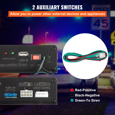 VEVOR Police Siren PA System with Compact Speaker, 12V 200W 18 Tone, Horn Ασύρματο μικρόφωνο χειρός προειδοποιητική σειρήνα έκτακτης ανάγκης για οχήματα Truck UTV ATV Car