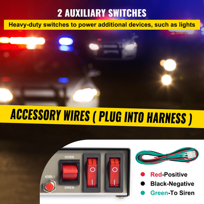 Πακέτο σειρήνων VEVOR σειρήνα έκτακτης ανάγκης 8 τόνων, 200 W, με ηχείο PA Σύστημα MIC Vehicle Siren Box Κατάλληλο για οχήματα αστυνομίας, ασθενοφόρου, πυροσβεστικής και μηχανικών