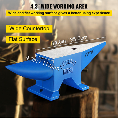 VEVOR Pro Horn Anvil 30KG/66,1LBS Weight Steel Anvil Blacksmith Anvil, φορητό ανθεκτικό χυτοσίδηρο αμόνι Blacksmith Anvil Stable πάγκος εργασίας Blacksmith Forge Anvil Tool