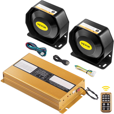 VEVOR Police Siren PA System, 400W 8 Sound Loud Warning Car, Police Fire Alarm Emergency Fire Siren, 2 Horn PA Speaker MIC Vehicle Siren