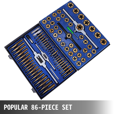 VEVOR 86 PICS Set Tap and Die, Machinist Standard Tapered &amp; Plug Hand Tapping, κοπή, νήμα, διαμόρφωση και κυνήγι κλωστής κιτ με SAE &amp; μετρικές μετρήσεις για χρήση σε γκαράζ, εργαστήριο και μηχανική