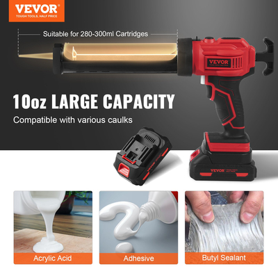 VEVOR 20V Cordless Electric Caulking Gun 10oz/300ml με 4 ρυθμιζόμενες ταχύτητες