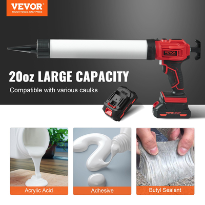 VEVOR 20V Cordless Electric Caulking Gun 20oz/600ml με 4 ρυθμιζόμενες ταχύτητες