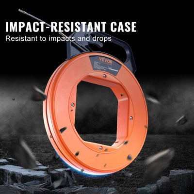 VEVOR Fish Tape, 100 ft, 3/16 ιντσών, Εξολκέας σύρματος από υαλοβάμβακα με βελτιστοποιημένο περίβλημα και λαβή, Εύκολο στη χρήση εργαλείο εξολκέα καλωδίων, εύκαμπτα εργαλεία ψαρέματος με σύρμα για τοίχο και ηλεκτρικό αγωγό, μη αγώγιμο