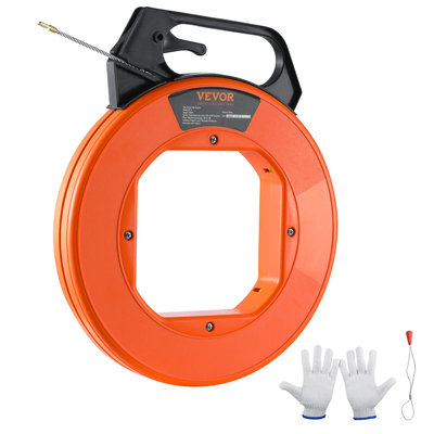 VEVOR Fish Tape, 100 ft, 3/16 ιντσών, Εξολκέας σύρματος από υαλοβάμβακα με βελτιστοποιημένο περίβλημα και λαβή, Εύκολο στη χρήση εργαλείο εξολκέα καλωδίων, εύκαμπτα εργαλεία ψαρέματος με σύρμα για τοίχο και ηλεκτρικό αγωγό, μη αγώγιμο