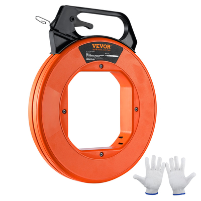 VEVOR Fish Tape, 240 ποδιών, 1/8 ιντσών, εξολκέα από χαλύβδινο σύρμα με βελτιστοποιημένο περίβλημα και λαβή, εύχρηστο εργαλείο εξολκέα καλωδίων, εύκαμπτα εργαλεία ψαρέματος με σύρμα για τοίχους και ηλεκτρικό αγωγό, μη αγώγιμο
