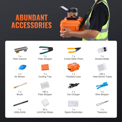 VEVOR Fiber Fusion Splicer 4 Motors Clad Alignment with 6s Spicing 13s Heating