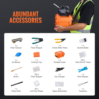 VEVOR Fiber Fusion Splicer 6 Motors Core Alignment with 6s Spicing 13s Heating