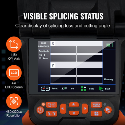 VEVOR Fiber Fusion Splicer 4 Motors, Clad Alignment Fiber Fiber Fusion Splicer Kit με 4&quot; ψηφιακή οθόνη LCD, 3 σε 1 θήκη οπτικών ινών, Auto Focus Optical Fiber Cleaver Kit 9s Spicing 9-25s Θέρμανση