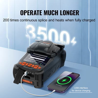 VEVOR Fiber Fusion Splicer 6 Motors, Core Alignment Fiber Optic Fusion Splicer με 4&quot; ψηφιακή οθόνη LCD, αποθήκευση εικόνας, 3 σε 1 Auto Focus Optical Fiber Holder Cleaver Kit 5-6s Spicing 9-25s Θέρμανση