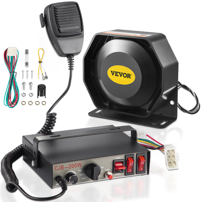 VEVOR Police Sirens 200W 9-Tone Συναγερμός Αυτοκινήτου Προειδοποιητικός Διακόπτες χειρός μικροφώνου φωτός χειρισμού έκτακτης ανάγκης Ηλεκτρονικό σύστημα PA για αυτοκίνητα Πυροσβεστικά οχήματα