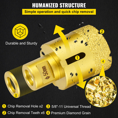 VEVOR Diamond Drill Bits 4PCS Diamond Hole Saw 25/35/50/68mm Tile Hole Saw Kit Τρυπάνι με κενό Brazed Diamond Drill Bit 0,59in/15mm Segment Tile Saw w Θήκη αποθήκευσης για κεραμική πορσελάνη από μάρμαρο