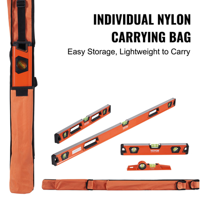 VEVOR Magnetic Torpedo Level, 48/24/16/10 σε σετ μηχανικής στάθμης, Χάρακας φιαλιδίων φυσαλίδων για 45/90/180 μοίρες, εργαλείο επιπέδωσης από κράμα αλουμινίου με παράθυρο προβολής, ανθεκτικό σε κραδασμούς για μέτρηση υδραυλικών εγκαταστάσεων, ξύλο