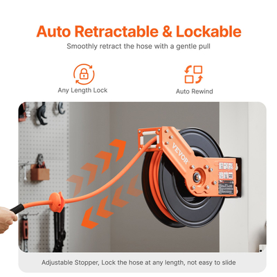 VEVOR Πτυσσόμενο καρούλι σωλήνα αέρα 3/8 IN x 50FT Υβριδικό καρούλι σωλήνα αέρα Max 300 PSI