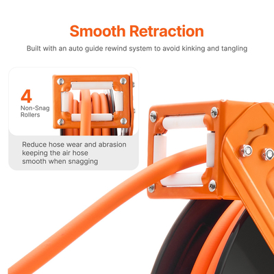 Πτυσσόμενο καρούλι σωλήνα αέρα VEVOR 3/8 IN x 65 FT Hybrid Air Hose Reel Max 300 PSI