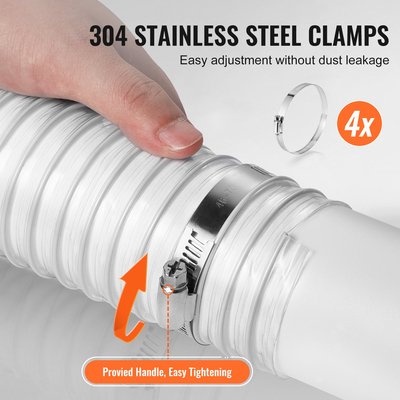 VEVOR 2,5&#039;&#039; x 10&#039; Εύκαμπτος σωλήνας συλλογής σκόνης Παχύς εύκαμπτος καθαρός σωλήνας από PVC