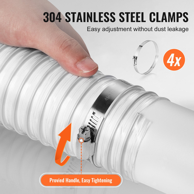 VEVOR 2,5&quot; x 20&quot; Εύκαμπτος σωλήνας συλλογής σκόνης Παχύς εύκαμπτος καθαρός σωλήνας από PVC