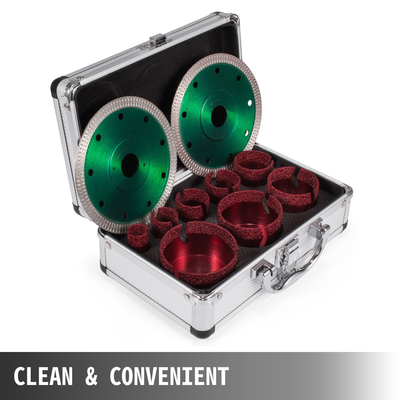 VEVOR 8 Pcs Diamond Hole Saw Set Diamond Drill Core Bits, M14 20/25/32/35/40/50/60/68 MM με 2 πριονόλαμα, τρυπάνια κοπής τρυπών, Εργαλείο διάτρησης για πλακάκια με πυρήνα τρυπανιού Φορητός γρανίτης