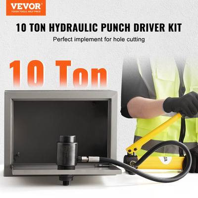 VEVOR 10 Ton Hydraulic Knockout Punch Kit, 1/2&quot; έως 2&quot; Conduit Hole Cutter Set, KO Tool Kit with Puncher 6 Piece, Metal Sheet Driver tools, for aluminium, Brass, Inox, Fiberglass and Plastic