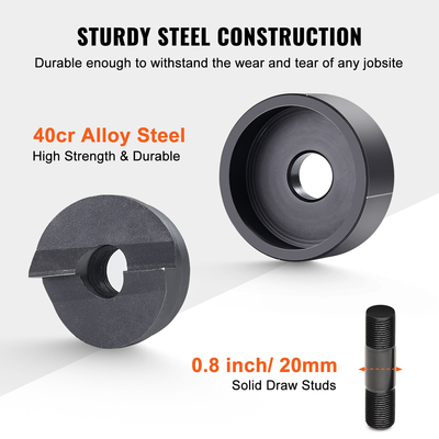 VEVOR Hydraulic Knockout Punch Kit, 4 τεμάχια 1/2&quot;, 3/4&quot;, 1&quot;, 1-1/4&quot; Σετ οπών κοπής αγωγών, Εργαλεία οδήγησης μεταλλικών φύλλων, κιτ εργαλείων KO για αλουμίνιο, ορείχαλκο, ανοξείδωτο χάλυβα, υαλοβάμβακα και Πλαστική ύλη