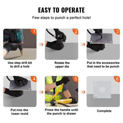 VEVOR Hydraulic Knockout Punch Kit, 4 τεμάχια 1/2&quot;, 3/4&quot;, 1&quot;, 1-1/4&quot; Σετ οπών κοπής αγωγών, Εργαλεία οδήγησης μεταλλικών φύλλων, κιτ εργαλείων KO για αλουμίνιο, ορείχαλκο, ανοξείδωτο χάλυβα, υαλοβάμβακα και Πλαστική ύλη