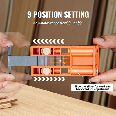 VEVOR Pocket Hole Jig, 56 Pcs Mini Jig Pocket Hole System με 9&quot; C-clamp, Step Drill, γαλλικό κλειδί, Drill Stop Ring, Square Drive Bit και βίδες, για ξυλουργικά έργα DIY