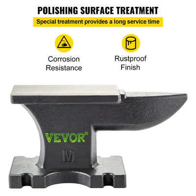 VEVOR χυτοσίδηρο αμόνι, 25 λίβρες (11 κιλά) αμόνι μονής κόρνας με πάγκο 6,8 x 3,5 ιντσών και σταθερή βάση, Σιδεράς σιδηρουργός με στιβαρό στρογγυλό κέρατο, υψηλής σκληρότητας, για κάμψη, διαμόρφωση