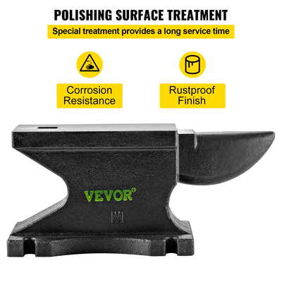 VEVOR χυτοσίδηρο αμόνι, 100 λίβρες (45 κιλά) αμόνι μονής κέρατος με 10,4 x 5 σε πάγκο και σταθερή βάση, Σιδηρουργός με στιβαρό στρογγυλό κέρατο αμόνι υψηλής σκληρότητας, για κάμψη, διαμόρφωση, στρίψιμο