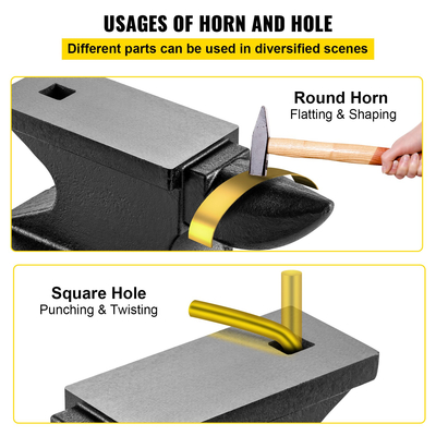 Αμόνι VEVOR από χυτοσίδηρο, 55 λίβρες (25 κιλά) αμόνι μονής κόρνας με πάγκο 8,6 x 4,1 ιντσών και σταθερή βάση, Σιδεράς σιδηρουργός με στιβαρό στρογγυλό κέρατο, υψηλής σκληρότητας, για κάμψη, διαμόρφωση, στρίψιμο