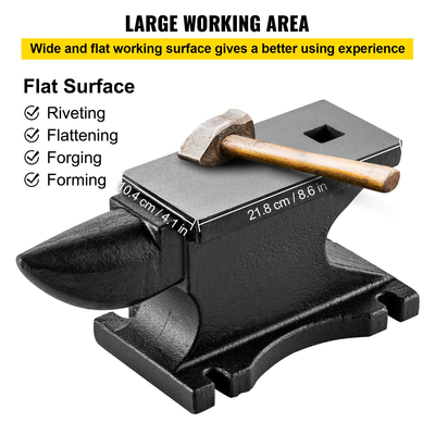 Αμόνι VEVOR από χυτοσίδηρο, 55 λίβρες (25 κιλά) αμόνι μονής κόρνας με πάγκο 8,6 x 4,1 ιντσών και σταθερή βάση, Σιδεράς σιδηρουργός με στιβαρό στρογγυλό κέρατο, υψηλής σκληρότητας, για κάμψη, διαμόρφωση, στρίψιμο