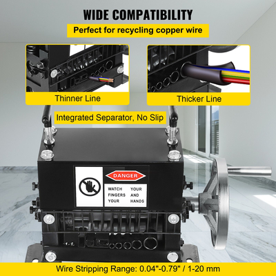 Μηχάνημα απογύμνωσης καλωδίων VEVOR Μηχάνημα απογύμνωσης καλωδίων 1-20 mm Εργαλείο μηχανής απογύμνωσης καλωδίων 8 καναλιών με 7 λεπίδες Χειροκίνητη Ανακύκλωση βιομηχανικής απογύμνωσης καλωδίων με στροφαλοφόρο