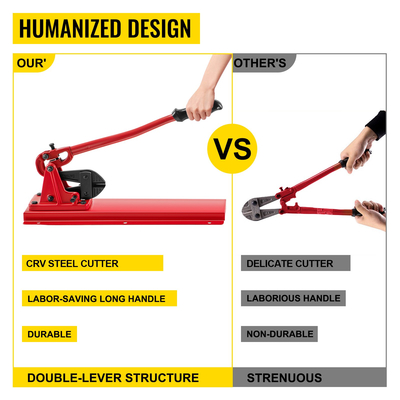 VEVOR 24\&quot; Τύπος πάγκου Hand Swager, Cutting Capacity 3/8\&quot; Bolt Cutter Τύπος πάγκου, σκληρότητα 35-45HRC Crimping Tool Panch Wire Rope Cable, Red Swaging Machine for Swaging and Cutting, Arm Bench Swager