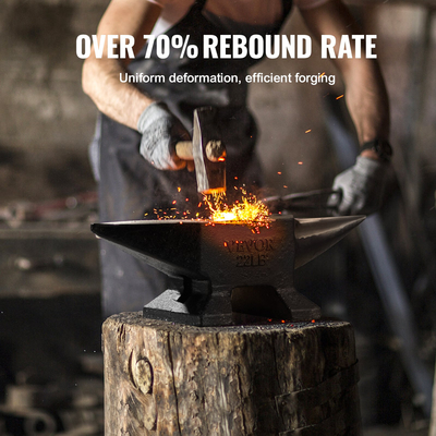 Αμόνι VEVOR Single Horn, Αμόνι από χυτό ατσάλι 22Lbs, Σιδηρουργός στρογγυλού κέρατου υψηλής σκληρότητας, μεγάλος πάγκος και σταθερή βάση, με στρογγυλή και τετράγωνη τρύπα, εργαλείο μεταλλουργίας για κάμψη και διαμόρφωση