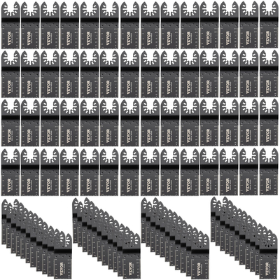 VEVOR 100PCS ταλαντευόμενες λεπίδες πριονιού, κιτ λεπίδων πολλαπλών εργαλείων γρήγορης απελευθέρωσης, λεπίδες εργαλείων HCS για ξύλινα πλαστικά μεταλλικά μπουλόνια καρφιών, συμβατές με Dewalt Dremel Fein Worx Bosch Makita Milwaukee