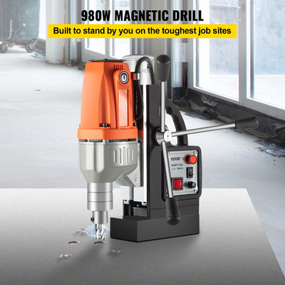 VEVOR Magnetic Drill 220V-240V Magnetic Drilling Machine 980W, Metal Drill Press High Power 680 rpm, Multi-function Metal Drill Press 35MM Core Drilling Machine for Drilling and Tapping