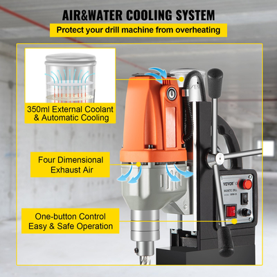 VEVOR Magnetic Drill 220V-240V Magnetic Drilling Machine 980W, Metal Drill Press High Power 680 rpm, Multi-function Metal Drill Press 35MM Core Drilling Machine for Drilling and Tapping