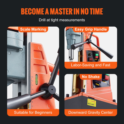 VEVOR Μαγνητικό τρυπάνι 1550W 2922lbf/13000N Φορητό μαγνητικό τρυπάνι τύπου 500RPM