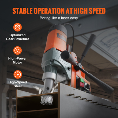 VEVOR Magnetic Drill 1450W 12500N Portable Mag Drill Press 800RPM