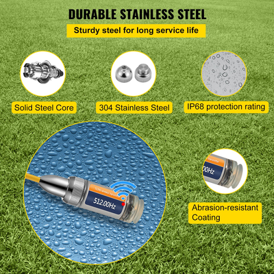 VEVOR 512HZ Sonde 8/5\&quot; and 1/4-20\&quot; Connectors Rigid Drain Locator για εντοπισμό και ανίχνευση μικρών υπονόμων &amp; αγωγών, ασημί