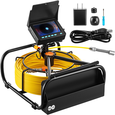 VEVOR Sewer Camera 164FT Cable Pipeline Inspection Camera 4,3 ιντσών TFT LCD οθόνη σωλήνα κάμερας Αδιάβροχη IP68 κάμερα επιθεώρησης αγωγών με 6 τεμάχια LED 8500MAH μπαταρία λιθίου, Λειτουργία DVR, 50M