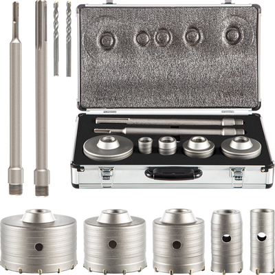 VEVOR Concrete Hole Saw Kit, 1-2/11\&quot;, 1-3/5\&quot;, 2-9/16\&quot;, 3-5/32\&quot;, 3-15/16\&quot; Σετ τρυπανιών SDS Plus &amp; SDS MAX Κόπτης Τοίχων Τρυπών Στέλεχος με Μπέκα 4-1/3\&quot; για σκυρόδεμα, τσιμέντο, πέτρινο τοίχο, Ma
