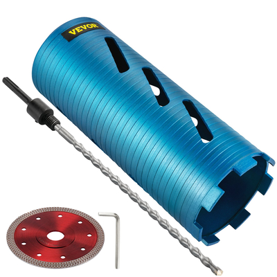 Τρυπάνι Dry Core VEVOR, 4,25 \&quot;/108 mm διάμετρος 5/8\&quot; - 11 Arbor με πιλότο &amp; 4,5\&quot; λεπίδα, 9,5\&quot;/241,3 mm Βάθος Διαμαντένιο Εργαλείο οπής διάτρησης, Τρύπες πριονιού τοιχοποιίας για σκληρό Concrete Brick and Bl