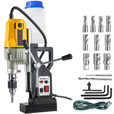 VEVOR Magnetic Drill, 1100W 1,57&quot; Boring Diameter, 2697lbf/12000N Portable Electric Mag Drill Press with 12 Bits, 580 RPM Max Speed ​​Drilling Machine για οποιαδήποτε βελτίωση επιφάνειας και σπιτιού