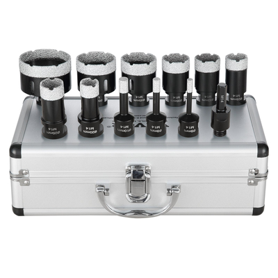 Σετ τρυπανιών VEVOR Diamond Core, 11 ΤΕΜ. 6/8/10/20/25/28/32/35/45/50/65mm Diamond Hole Saw Kit, με βύσμα M14 και θήκη αποθήκευσης για στεγνό και υγρό, τρυπάνια διαμαντιών για Πλακάκι Κεραμικό