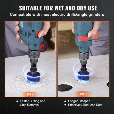 Σετ τρυπανιών VEVOR Diamond Core, 8 ΤΕΜ. 6/8/10/25/35/38/50/65mm Diamond Hole Saw Kit, με πριονωτή λεπίδα κώνου μύτης δακτύλου και θήκη αποθήκευσης για στεγνό και υγρό, τρυπάνια διαμαντιών για πλακάκια Κεραμικός