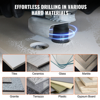 Σετ τρυπανιών VEVOR Diamond Core, 8 ΤΕΜ. 6/8/10/25/35/38/50/65mm Diamond Hole Saw Kit, με πριονωτή λεπίδα κώνου μύτης δακτύλου και θήκη αποθήκευσης για στεγνό και υγρό, τρυπάνια διαμαντιών για πλακάκια Κεραμικός