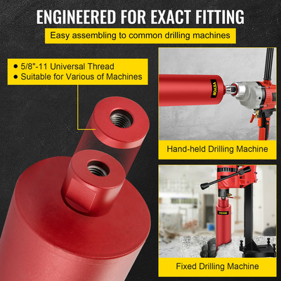 Τρυπάνι VEVOR Diamond Core, 4&quot;/101mm διάμετρος τρυπάνι πυρήνα, 14&quot;/355mm τρυπάνι πυρήνα σκυροδέματος, 5/8&quot;-11 μύτες πυρήνα σπειρώματος, ξηρό/υγρό τρυπάνι με λεπίδα, διαμαντένιο τρυπάνι υγρού πυρήνα για σκυρόδεμα Τούβλο