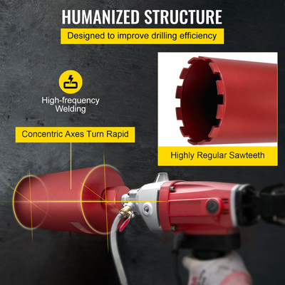 Τρυπάνι VEVOR Diamond Core, 6&quot;/152mm διάμετρος τρυπάνι πυρήνα, 14&quot;/355mm τρυπάνι πυρήνα σκυροδέματος, 5/8&quot;-11 τρυπάνι πυρήνα σπειρώματος, ξηρό/υγρό τρυπάνι με λεπίδα, διαμαντένιο τρυπάνι υγρού πυρήνα για σκυρόδεμα Τούβλο